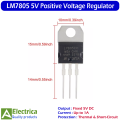3pcs 7805 Voltage Regulator IC Pack | 5V Positive Voltage Regulator for Arduino, Power Supply, and Electronic DIY Projects Stable Output 1A by Electrica. 