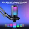 FIFINE Gaming  USB Microphone, Podcast Condenser Mic with  Pop Filter, Mute Button for Streaming, Twitch, Online Chat, RGB Computer Mic for PS4/5 PC Gamer-AmpliGame A6T. 