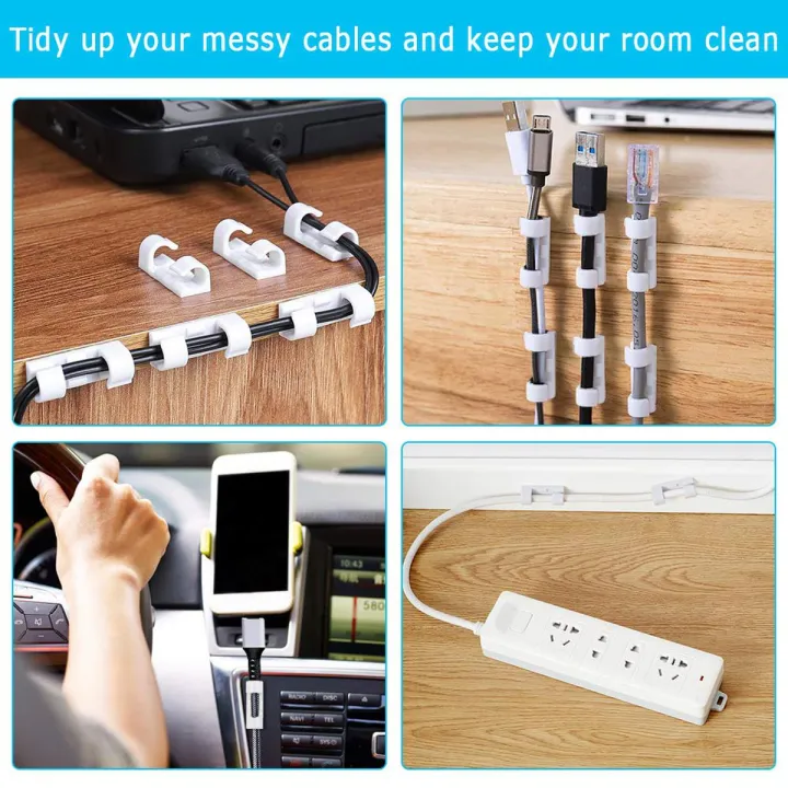 Wire%20Cord%20Clips%20Self%20Adhesive%20Cable%20Clip%20Sticky%20Plastic%20Cables%20Organizer%20Wires%20Holder%20for%20TV%20PC%20Laptop%20USB%20Mobile%20Charger%20Ethernet%20Cable%20Camera%20Headphone%20Handsfree%20Desktop%20Home%20Office%20Wall%20Desk%20Car%20cords%20(Pack%20of%2010Pcs%20and%2020Pcs)%20-%20Image%202