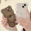 Cute 3D Clear Bear Phone Cases For iPhone 13 12 11 14 15 16 Pro Max XS Max XR X XS 14 16 Plus Case Candy Color Cartoon Transparent Camera Protection Cover. 