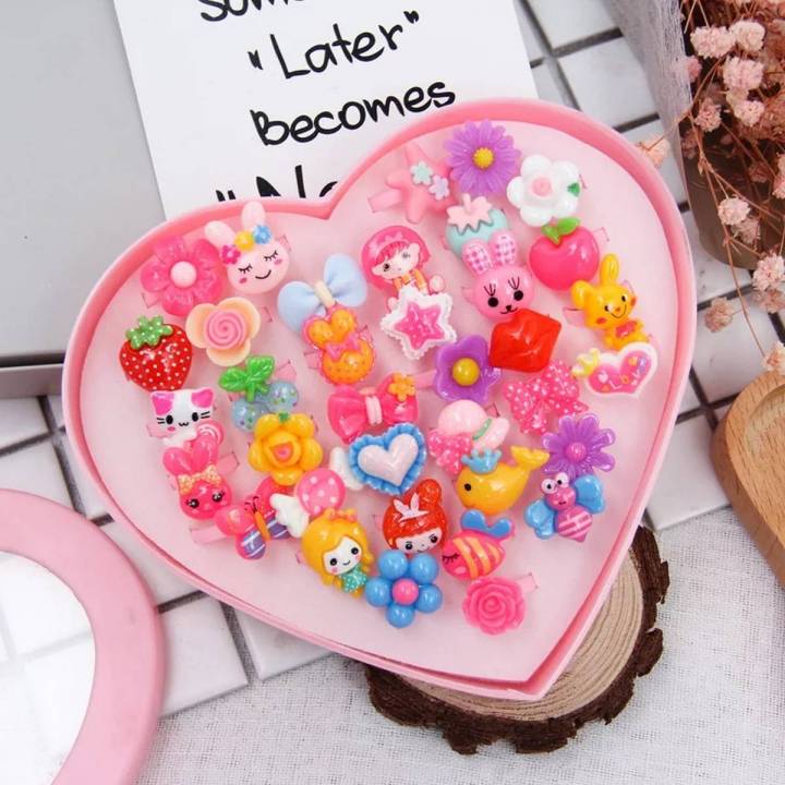 New 6pcs/set Cute Pink Rhinestone Crown Cartoons Princess