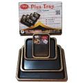 Tray Set of 4 - Gift Box Tray Set - Multipurpose Food Tray Set - Serving Tray - Wooden Texture Plastic Tray - Plus Tray. 