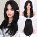 high-quality natural layered layered wigs women's figure eight bangs, gradient long straight hair, full head set. 