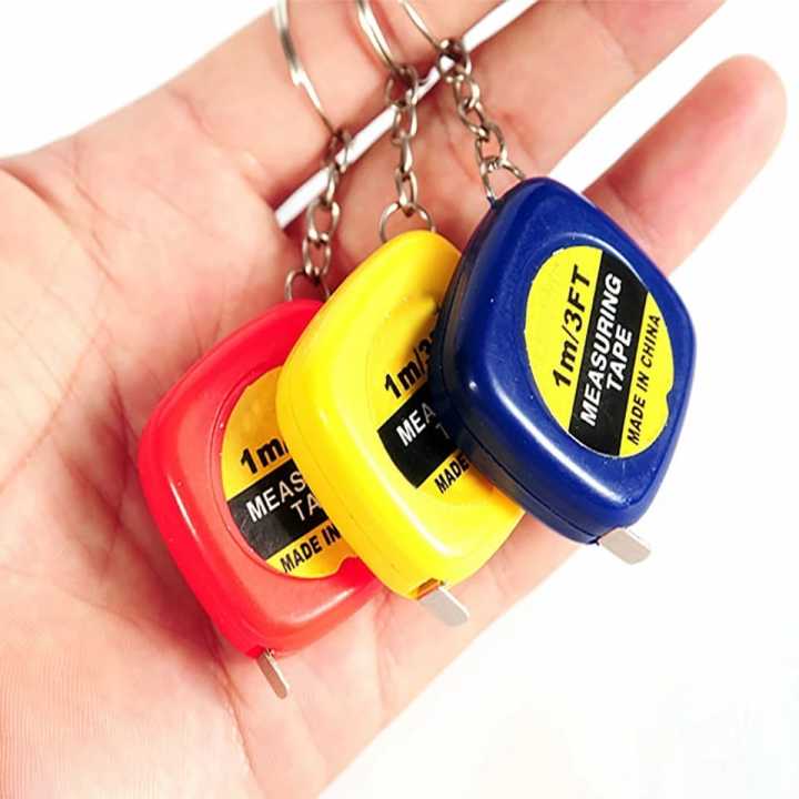 3 Feet Length Inches Tape Keychain Ruler Portable Mini Metal Tape Measure With Keychain Square Multicolor Children Height Ruler