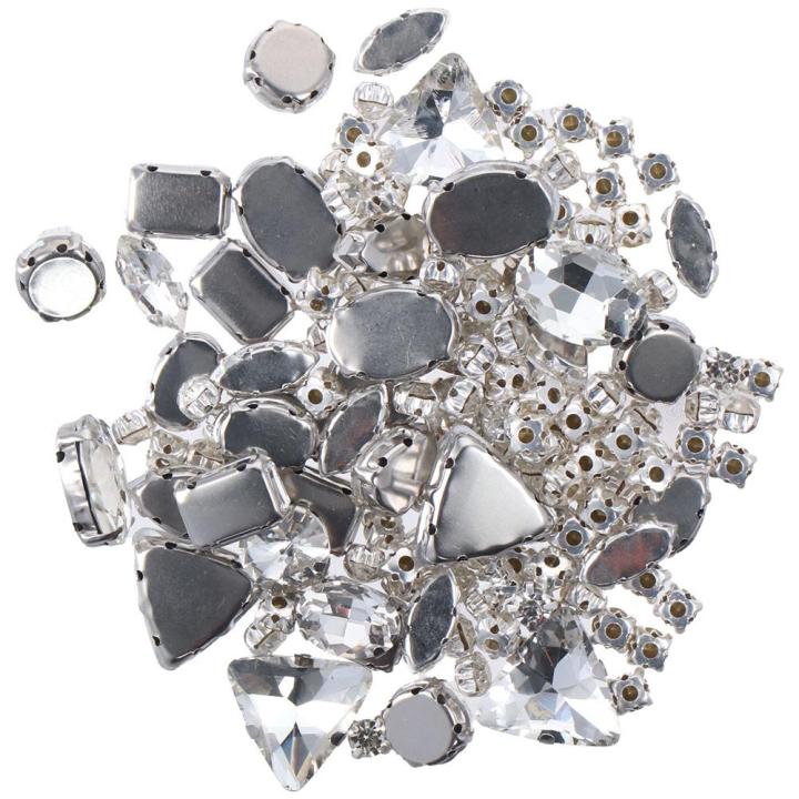 130%20PCS%20Glass%20Rhinestones%20Sew%20on%20Rhinestones%20DIY%20Craft%20Jewelry%20Making%20Mixed%20Shapes%20Crystal%20Clear%20Rhinestones%20for%20Crafts%20Flatback%20Silver%20Claw%20Rhinestone%20Applique%20Shoes%20-%20Image%204