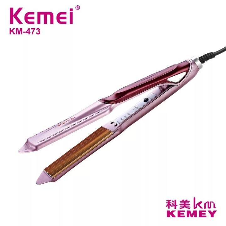 kemei km-473 - Professional Hair Crimper wide plate instant heating - pink