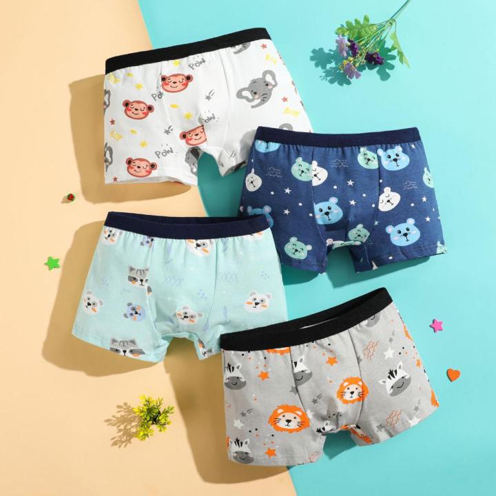 SMY New Fashion Kids Boys Underpants Cotton Dinosaur Print Boxer Briefs for Boys 3-15 Years Old