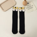 Girls socks spring and autumn two-color butterfly twist children's mid-calf socks solid color baby girl autumn long tube socks. 