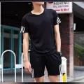 Men,s Gyms T Shirts And Shorts Two Piece Tracksuit Quick Dry Breatheable Sets For Workout Running Tennis. 