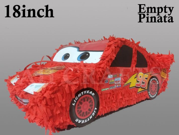 DISNEY CARS - LIGHTNING McQUEEN PINATA For Kids Birthday Party, Easy to Fill, Fun to Blast