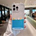 Floating Blue Liquid Quicksand Cartoon Duck Icon Case Cover For iPhone 15 Pro Max 14 11 12 13 Soft Frame Hard Back Clear Coque. 