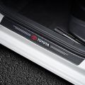 4pcs Universal Car Door Side Step Threshold Sticker Carbon Fiber Threshold Strip Protection Sticker for toyota. 