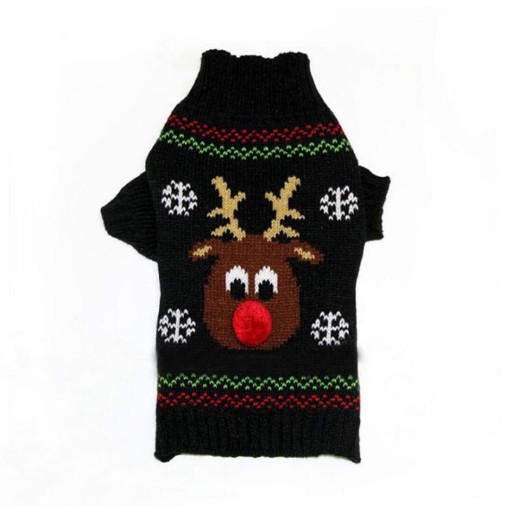 【Sooledead】Nose Deer Sweaters Xmas Winter Warm Pet Knitwear Hoodie Pullover Jumper for Chihuahua Teddy Dog Christmas Sweater