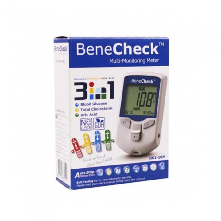 BeneCheck Multi-Monitoring Meter (3 in 1 Sug,Chol,Uric Acid Meter kit) - Multiple choices in one device