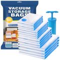 Vacuum Storage Bags with Hand Pump | Space Saver Vacuum Seal Bags for Travel & Luggage | Clothes, Blankets & Pillows Compression Bags | Reusable Travel Essentials. 