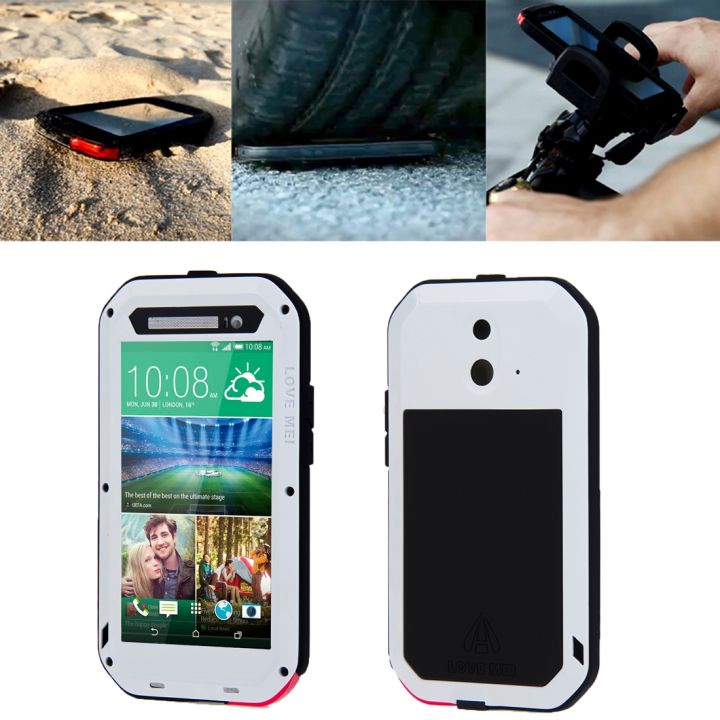 LOVE MEI for HTC One E8 Powerful Waterproof Dustproof Shockproof Anti-slip Metal Protective Case