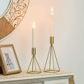 Geometric Wire Taper Candle Holders Candlestick Holder Set of 2, Modern Minimalist Decorative Centerpiece for Fireplace Mantel Coffee Tabletop Counter, Gold/Black Finish Customized by ZMT Traders. 