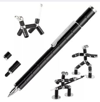 2 in 1 Magnetic Fidget Pen Toy Sculpture Building Blocks Pen Creative DIY Desktop Decoration Decompression Magnetic Touch Pen