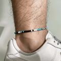 Ankle Bracelet for Men, Handmade Braided Black Rope Chain Anklets Gift for Man Boys, Casual Summer Beach Holiday Surfer Jewelry. 