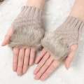 1 Pair (2Pcs) of Winter Hand Warmer Gloves for Girl Random colors Half Finger Gloves for Women Mittens Fur Hand Wrist Fingerless Knitted Gloves for Ladies. 