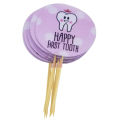 First Tooth Cupcake Topper - 2.5 inch - First Tooth Themed Party - Blue -  Unisex - Pack Of 10. 