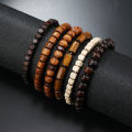 Men Retro Folk Style Jewelry Design Diverse Multi-color Multi-layer Suit Wooden Beads Elastic Bracelet Jewelry For Men. 
