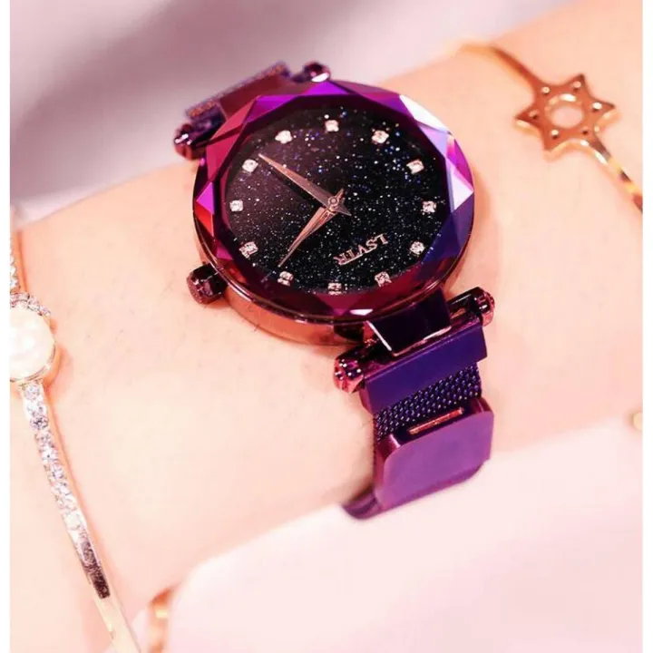 Wedding Style Brand New Waterproof Purple Magnetic Clasp Ladies Wrist Watch For Girls