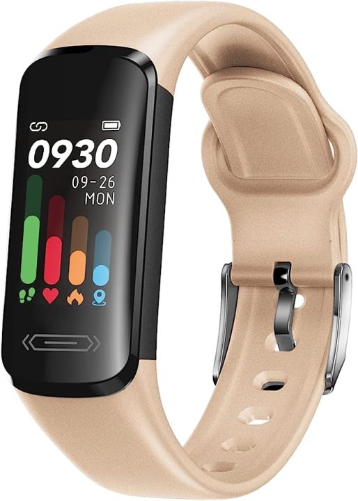 HUAKUA Fitness Tracker Watch with Heart Rate/Sleep Monitor, Waterproof Watch with Alarm Clock, Calorie Step Counter, Pedometer Health Smart Watch for Women Men, Call Message Notifications (Yellow)