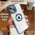 Iphone 13 Pro max Plating Hole Blue Transparent Case.. 