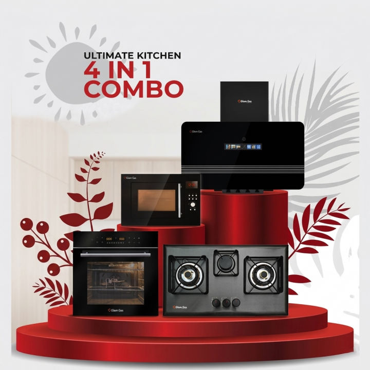 Glam Gas 4 in 1 Combo Pack — Built-In Hob + Range Hood + Oven + Microwave | Kitchen Appliances Bundle Price in Pakistan