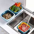 2-in-1 Double Layer Drain Basket & Storage Box - Multifunctional Kitchen Strainer for Fruits & Vegetables - Refrigerator Friendly Food Grade Washing Basket. 