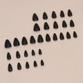24Pcs Cool All Black Fake Nails with Glue DIY Art Design False Nails Wearable Nails Stylish Pattern Artificial Nails. 