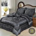 14 Pcs Luxury Bridal Vicky Razai Set for Wedding Fancy Bedsheet Grey Silver. 