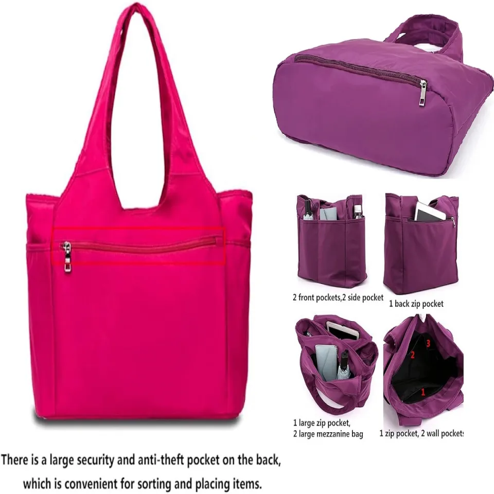 Nylon tote bags with zipper closure online