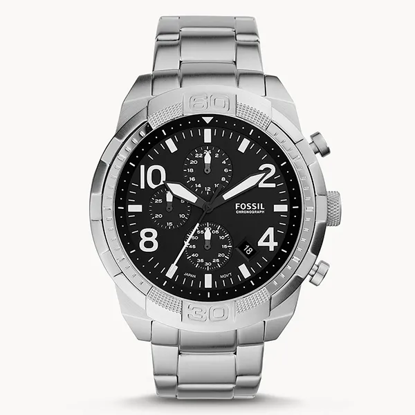 Fossil Bronson Black Dial Chronograph Silver Stainless Steel Watch For Men FS 5710 Daraz.pk