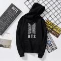 Trendy BTS SYMBOL LOGO TAGLINE Tag Print Kangaroo Hoodie in BLACK colour Full sleeves with Pocket Drawstring Casual Pullover Hodie Clothing Long Sleeves Export Quality Huddie Winter Wear breathable Smart Fit  Hoody For Women Girls and Boys/Men. 