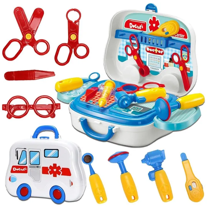 Doctor%20Kids%20Medical%20Center%20Hospital%20Convertible%20Mini%20Carry%20Case%20Portable%20Role%20Play%20Set%20with%20Accessories%20-%20Image%202