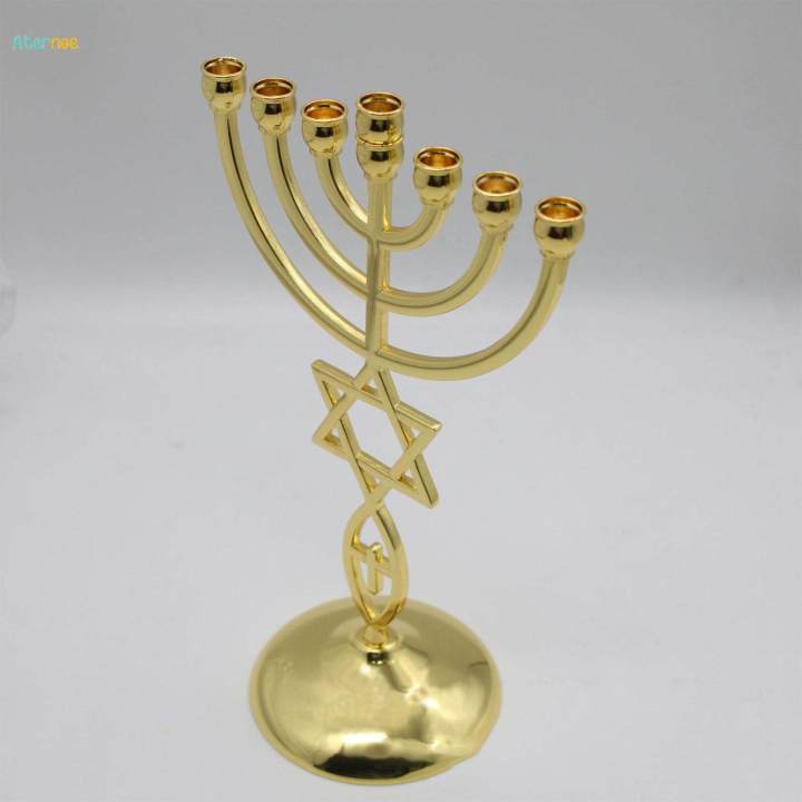 Jewish Candlestick Metal Candle Holder 7 Branch Antique Designed Height 21cm