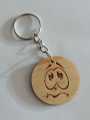 Wooden Keychain, Laser Cut, Beautiful Finish, Sad Face, Emoji. 