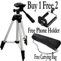 Tripod Stand With Phone Holder+ Carrying Bag with New Features Portable For Videos, Mobile Phone and DLSR Camera For Videography and Photography (Adjustable) Black & Silver 3110 Model Tripod Stand Best Quality. 