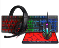 RGB 4 in 1 Gaming Combo – Backlit Ergonomic Keyboard Mechanical Feel, RGB Mouse, Gaming Headset & Mouse Pad for PC & Laptop. 