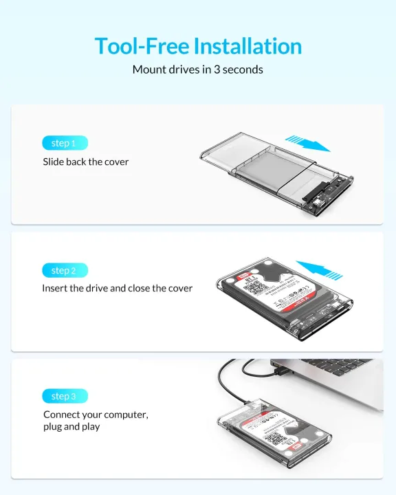ORICO%20HDD%20CASE%20CRYSTAL%202.5%202139U3-CR%203.0%20-%20ORICO%20HDD%20Case%202.5%20Inch%20Transparent%20SATA%20to%20USB%203.0%20External%20HDD/SSD%20Case%20-%20Image%203