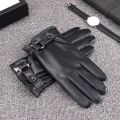 Men's Gloves Black Winter Mittens Keep Warm Touch Screen Windproof Driving Guantes Male Autumn Winter PU Leather Gloves Business. 