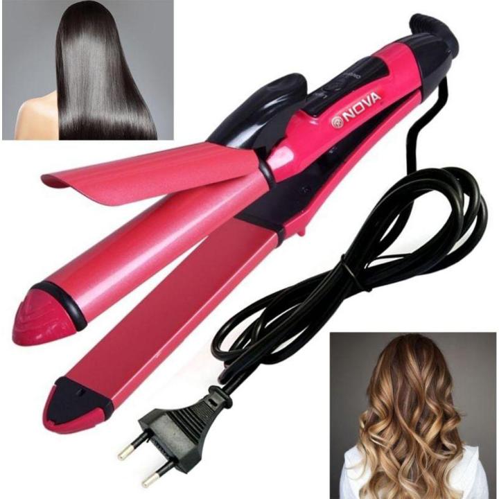 Nova 2 in 1 - Electric Nano Ceramic Coated Hair Curler and Straightener