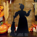 Witch Outdoor Decor Spooky Halloween Metal Witch Silhouette Decoration Perfect for Indoor Outdoor Use Black Iron Table Sign for Home Office Garden Unique Desktop Ornament for Halloween Festivities. 