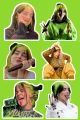 A5 uncut Billi Eilish Stickers, Singer , Bad Guy green American. 