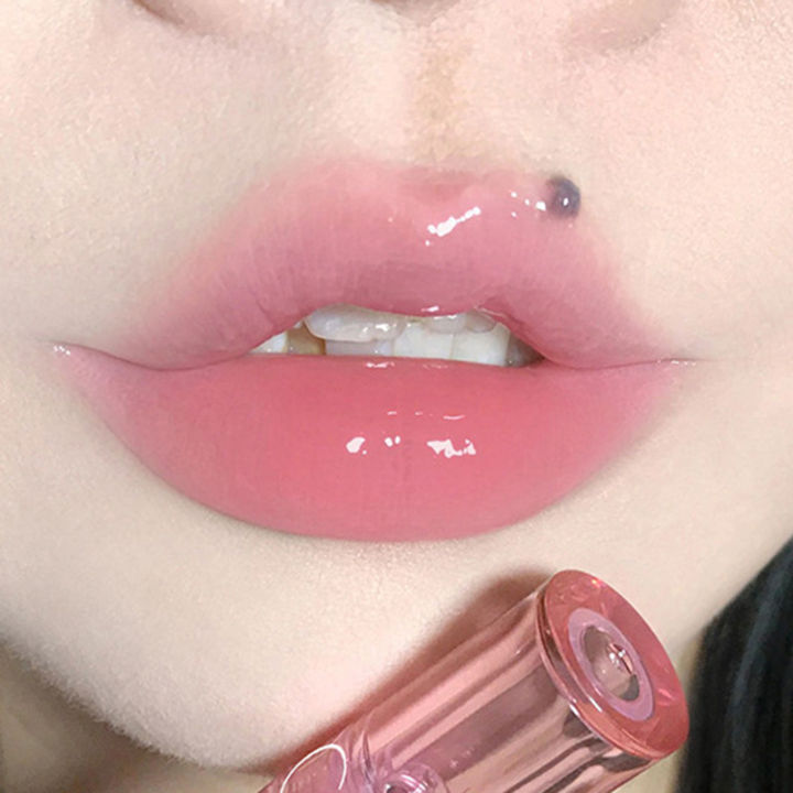 Jelly Pink Peony Flower Lip Gloss Mirror Water Gloss Lip Glaze Moisturizing Lipstick Crystal Shiny Lip Tint Korean Makeup Beauty