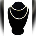 White Beads Mala Style Necklace For Women - White. 