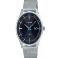 CASIO BLACK DIAL WITH DATE & MESH STEEL BRACELET MEN'S WATCH - MTP-E710M-1AVDF. 