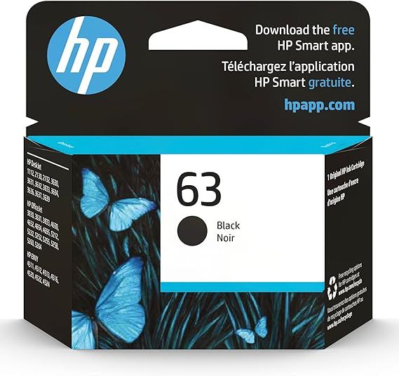 HP 63 Black Ink Cartridge | Works with HP DeskJet 1112, 2130, 3630 Series; HP ENVY 4510, 4520 Series; HP OfficeJet 3830, 4650, 5200 Series | Eligible for Instant Ink | F6U62AN Certified by Asian Traders with Returned warranty